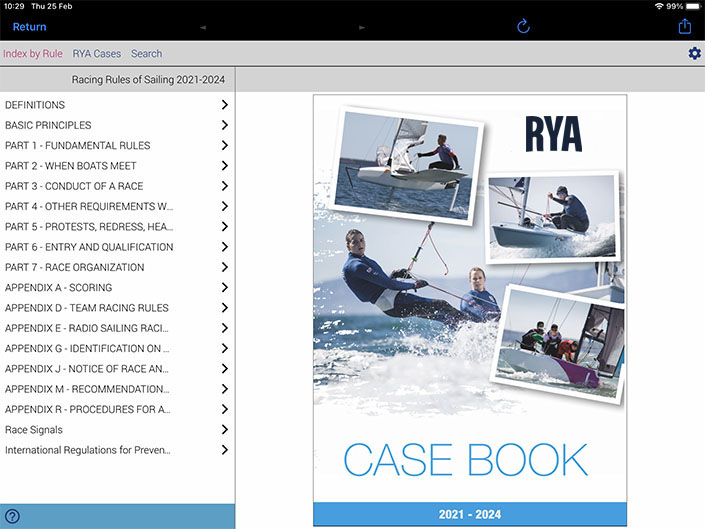 A page from the RYA Case Book integrated eBook